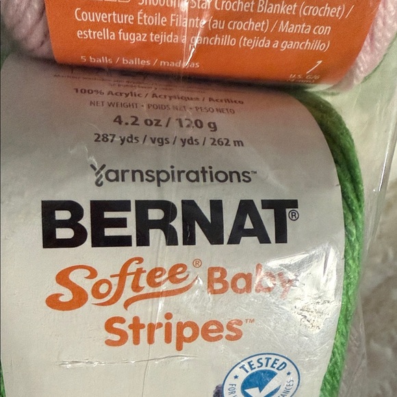 Bernat Baby Blanket Yarn - Green, Pink, Purple - Picture 2 of 4